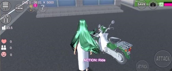 樱花校园模拟器绿色摩托车截图2