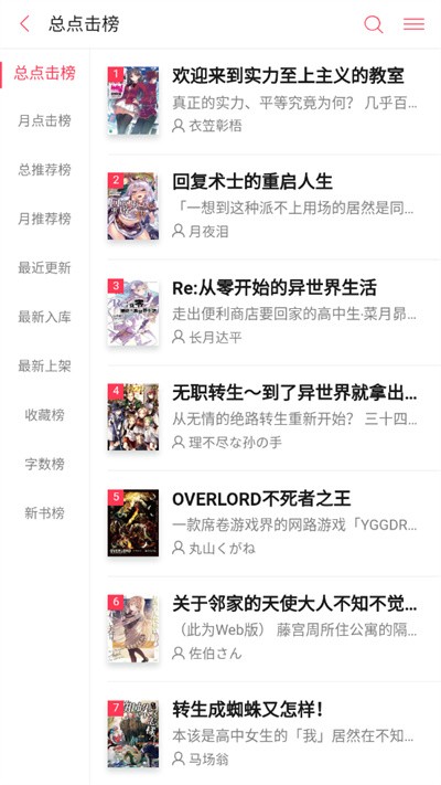 嗶哩輕小說客戶端截圖