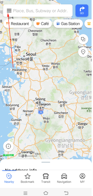 NAVER地圖中文版截圖