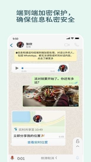 WhatsApp跨国聊天截图