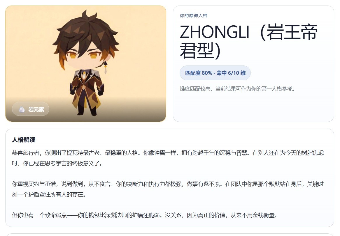 SBTI原神人格测试截图